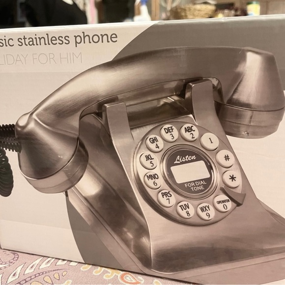 Retro 50’s stainless steel finish landline phone NWOT - Picture 9 of 10